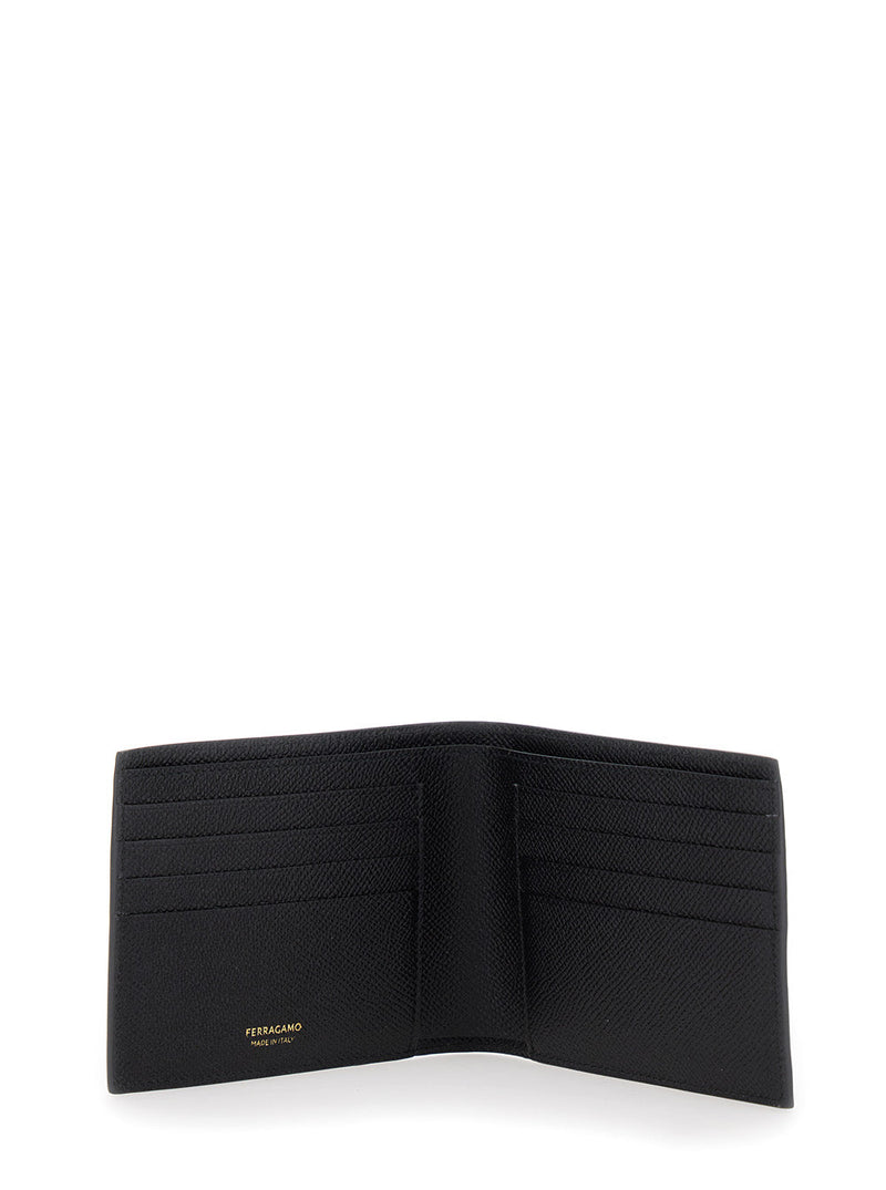 Ferragamo Grained Calf Leather Wallet — Black