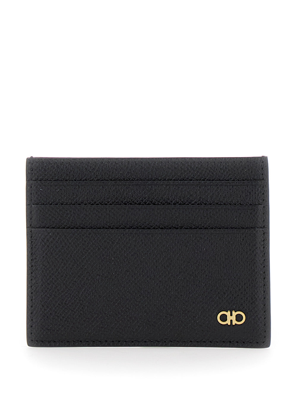 Ferragamo Micro Gancini Card Case — Black Calf Leather Cases
