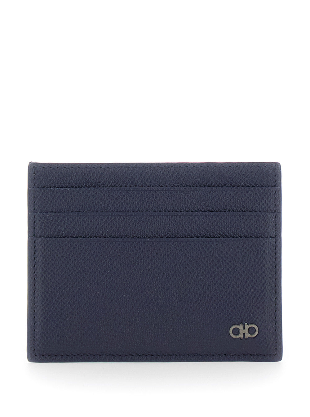 Ferragamo Grained Leather Card Case — Blue Calf Cases