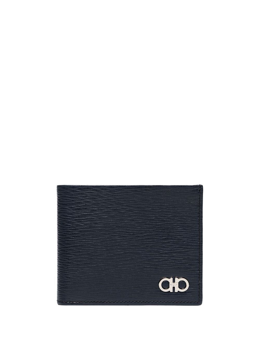 Ferragamo Calfskin With Metallic Logo Wallet — Blue
