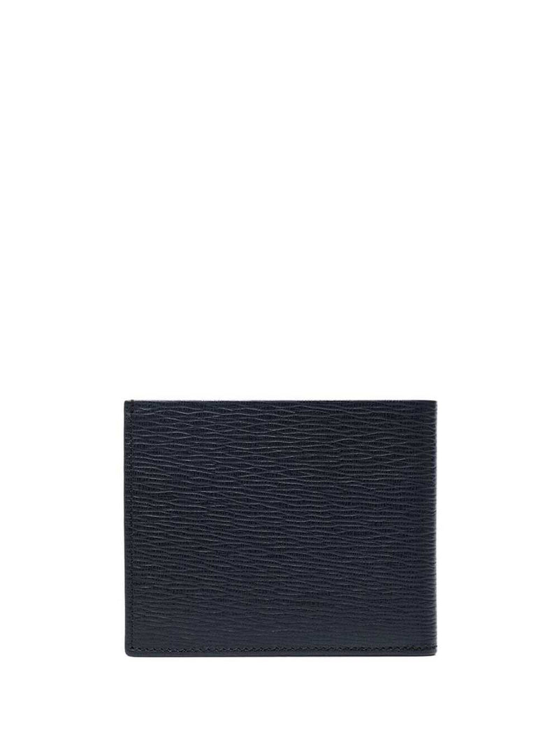 Ferragamo Calfskin With Metallic Logo Wallet — Blue