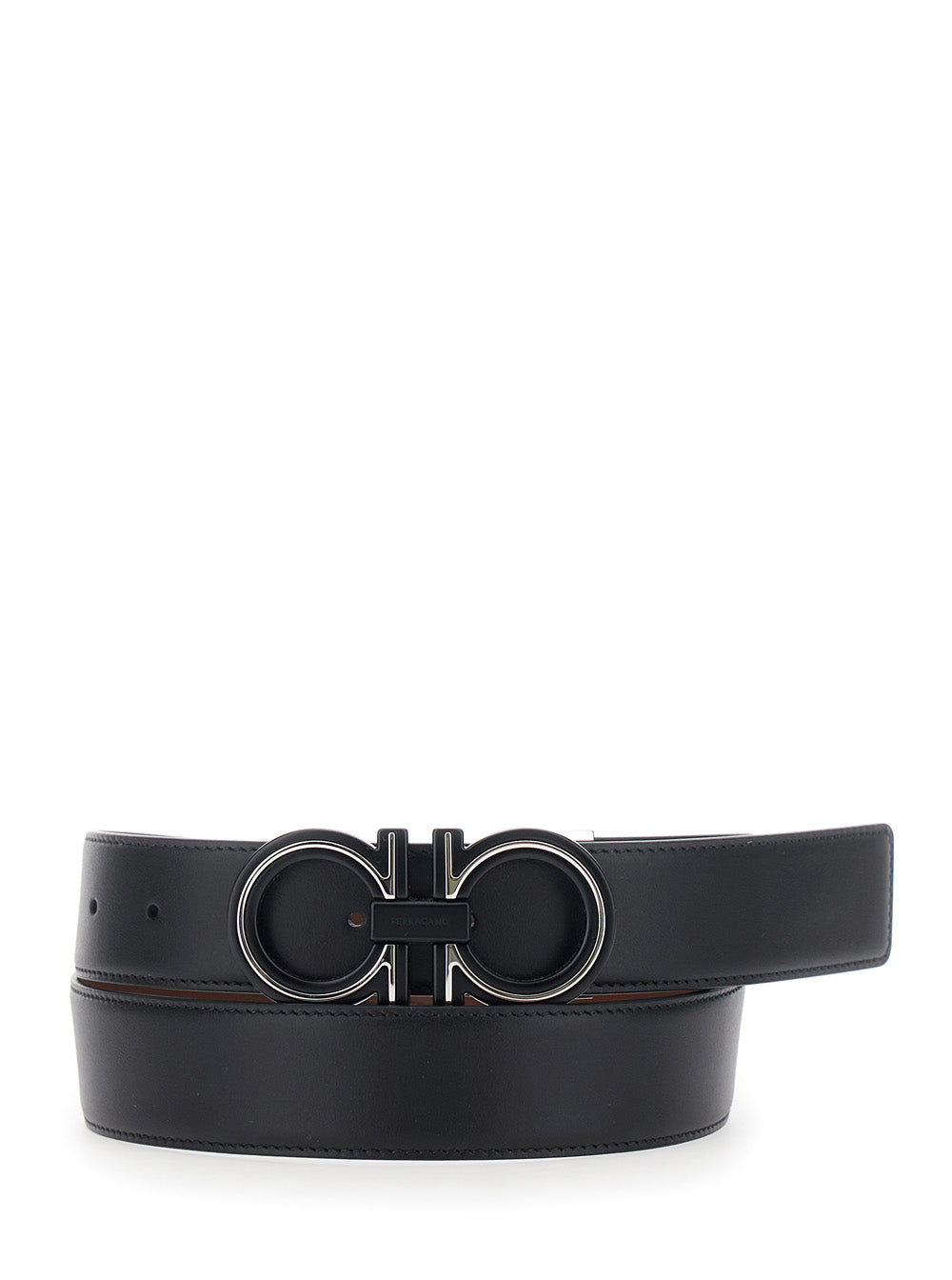 Ferragamo Reversible Leather Belt — Black Calf