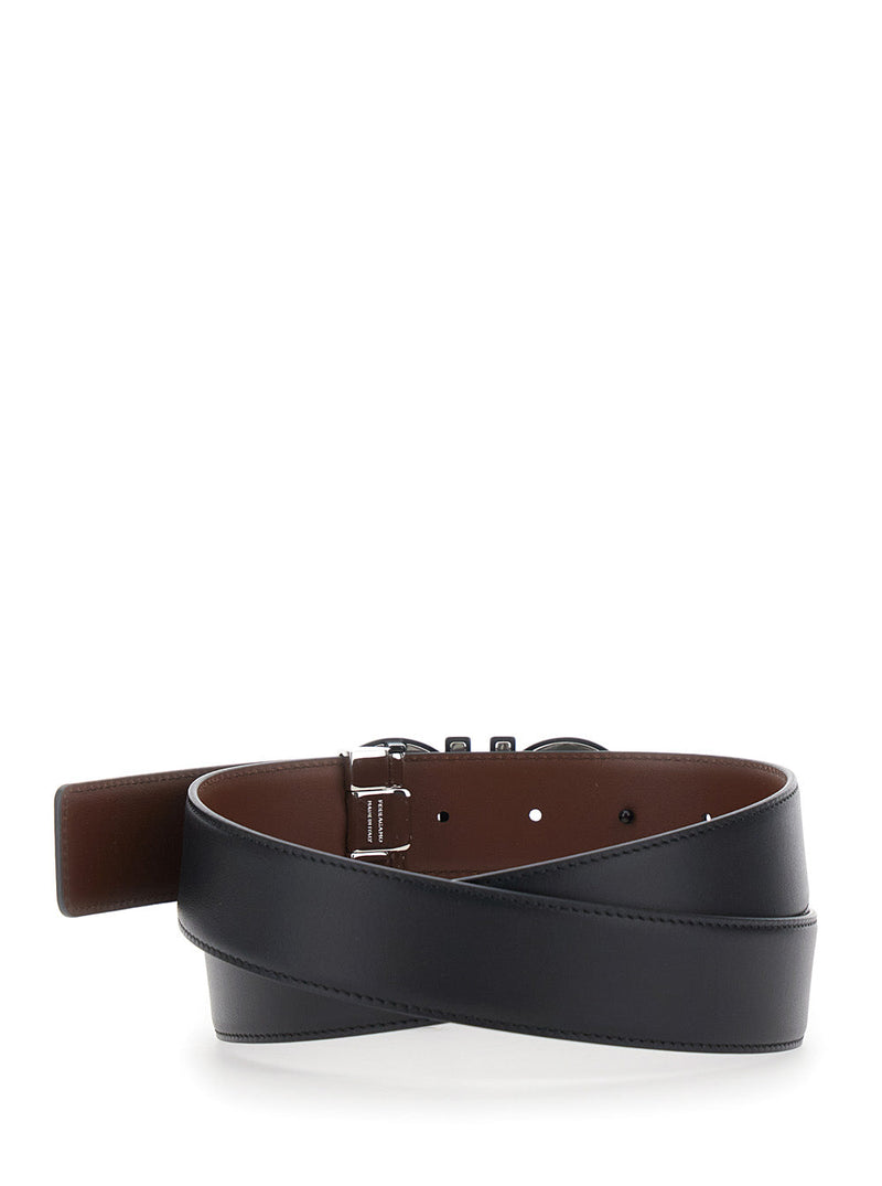 Ferragamo Reversible Leather Belt — Black Calf