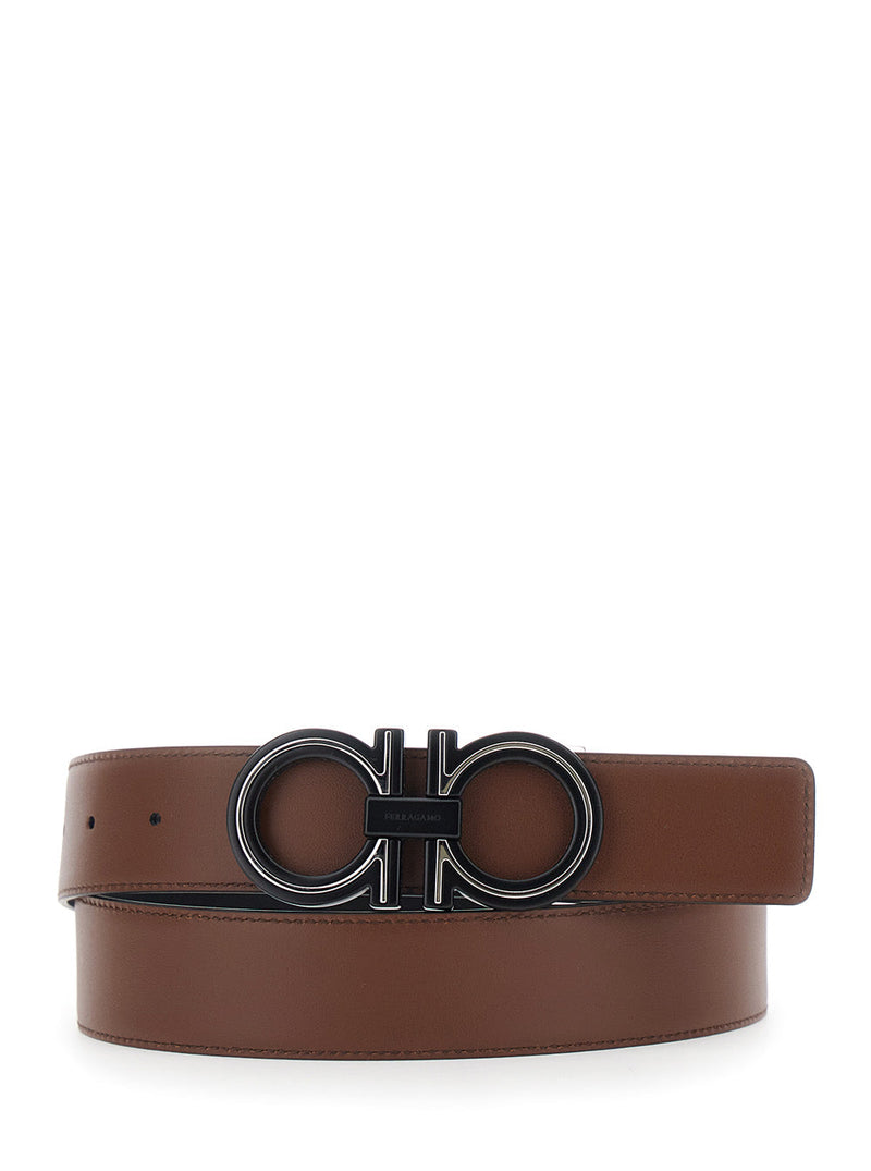 Ferragamo Reversible Leather Belt — Black Calf