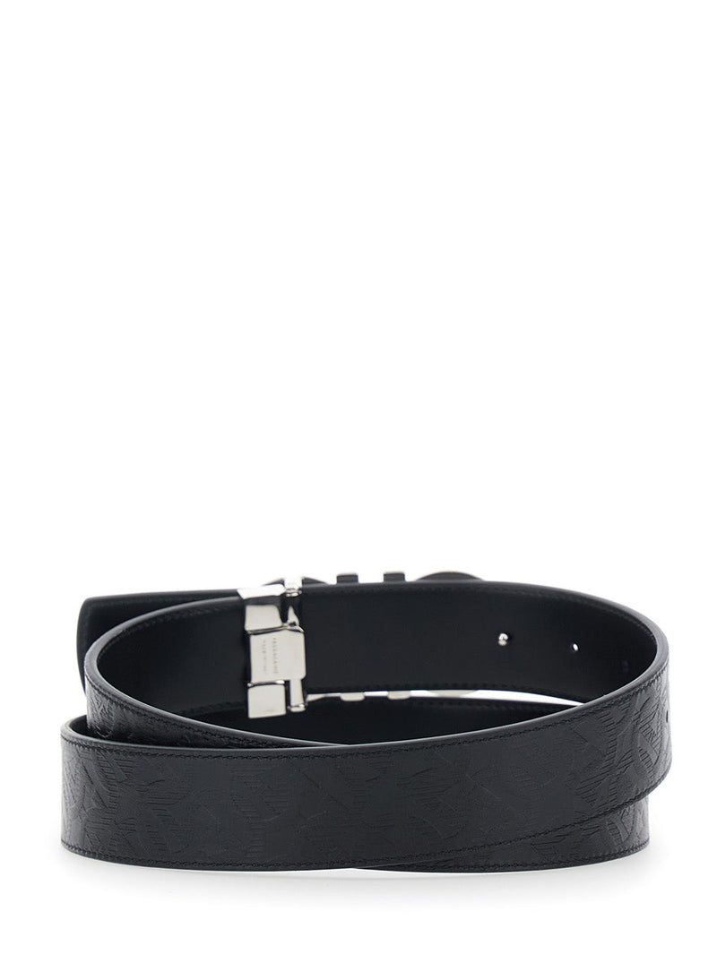 Ferragamo Gancini Buckle Reversible Leather Belt — Black Calf