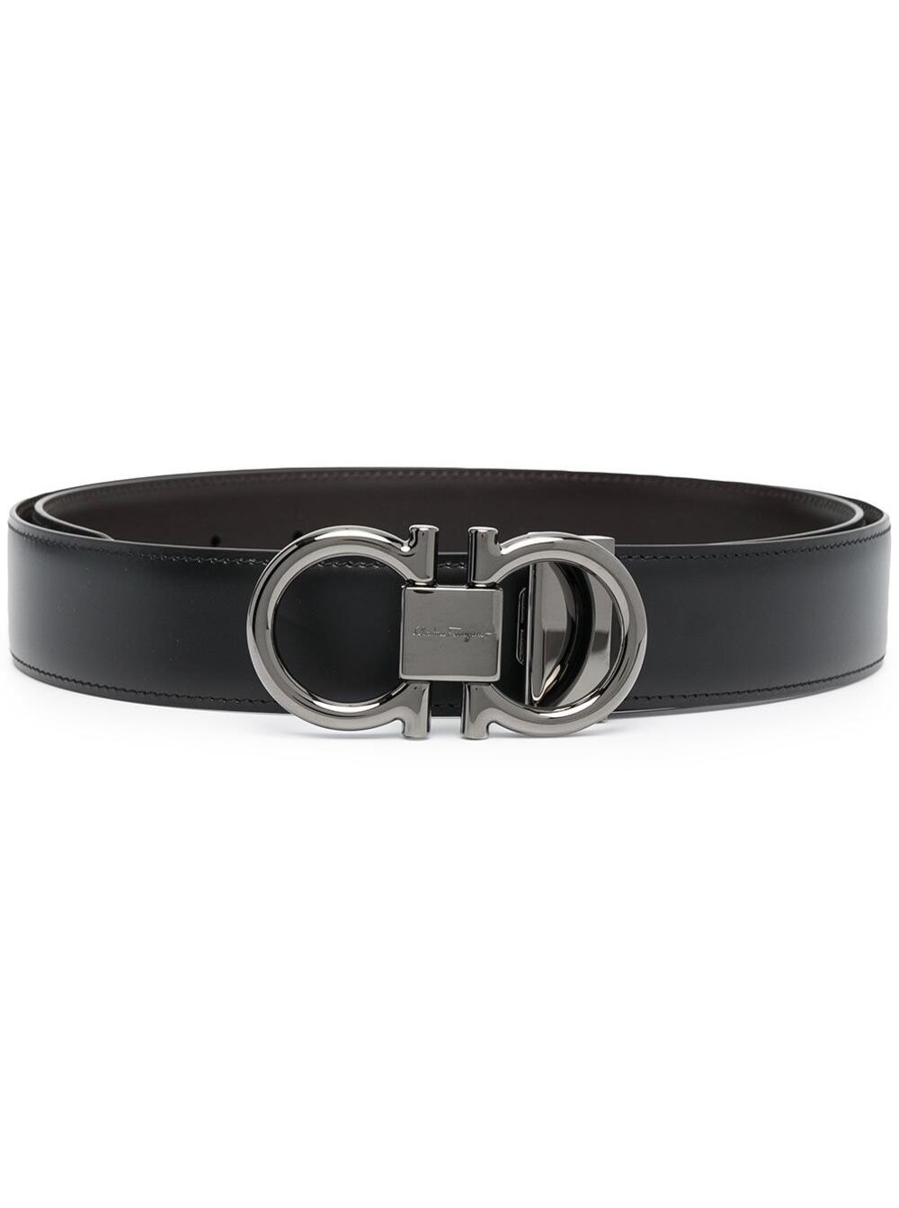 Ferragamo Reversible Smooth Leather Belt — Black Calf