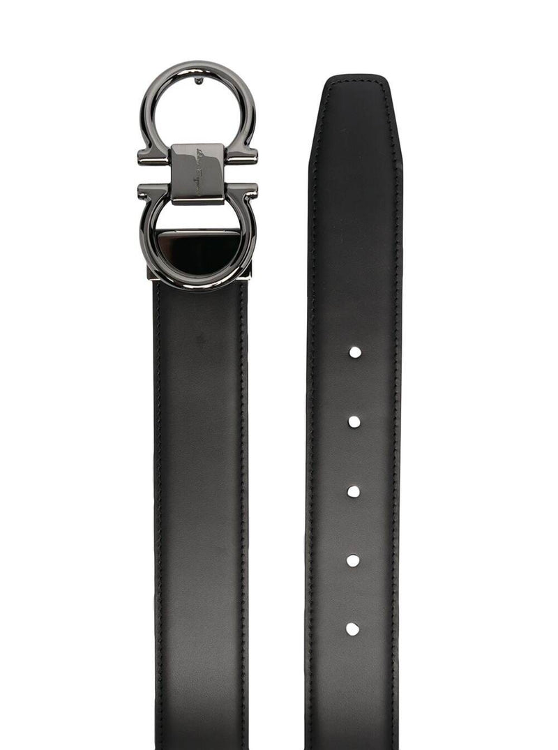 Ferragamo Reversible Smooth Leather Belt — Black Calf