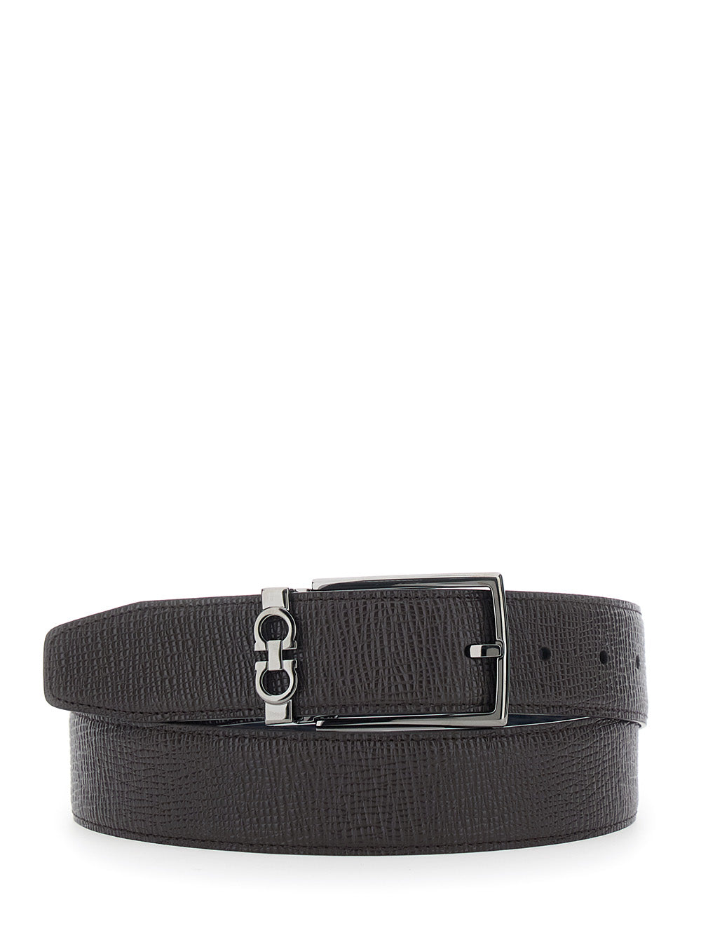 Ferragamo Reversible Grained Leather Belt — Brown Calf