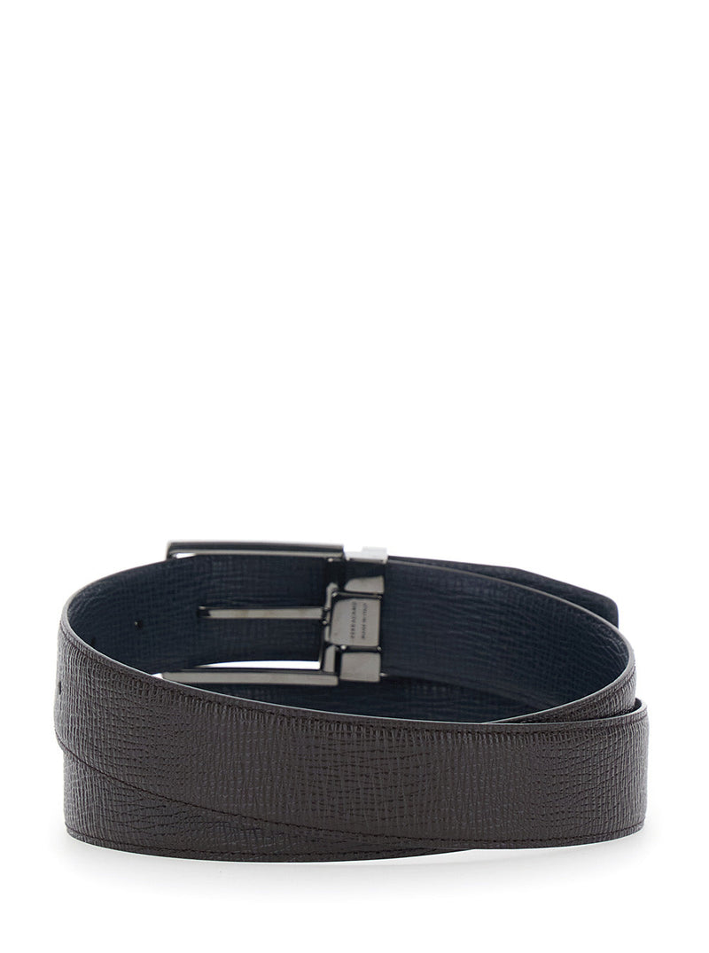 Ferragamo Reversible Grained Leather Belt — Brown Calf