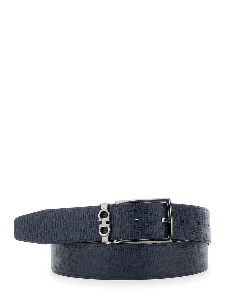 Ferragamo Reversible Grained Leather Belt — Brown Calf
