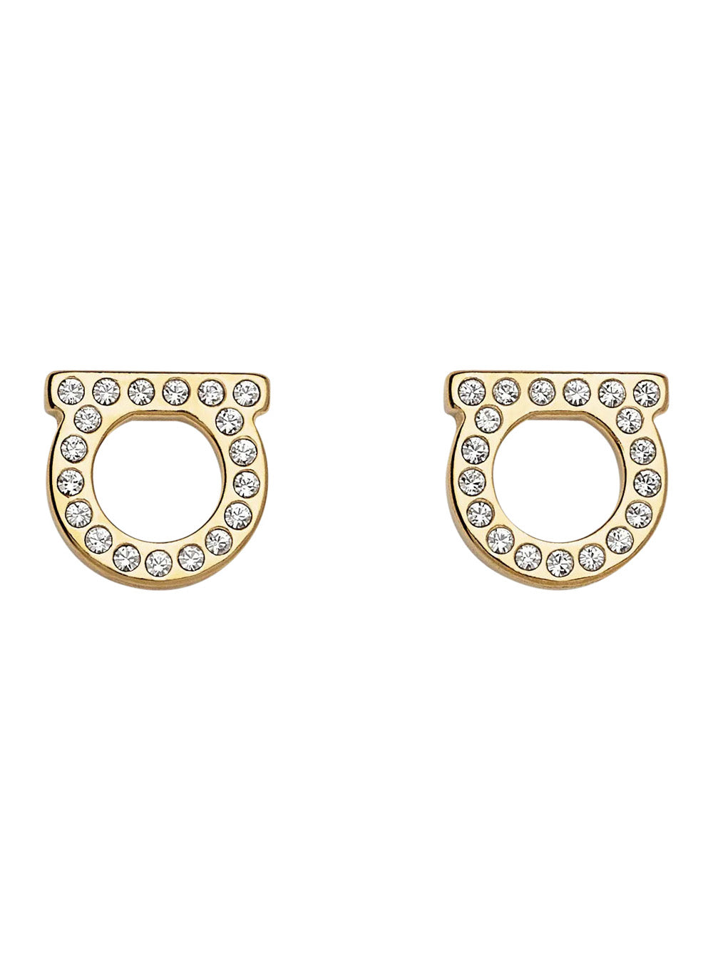 Ferragamo Crystal-Embellished Earrings — Gold Brass