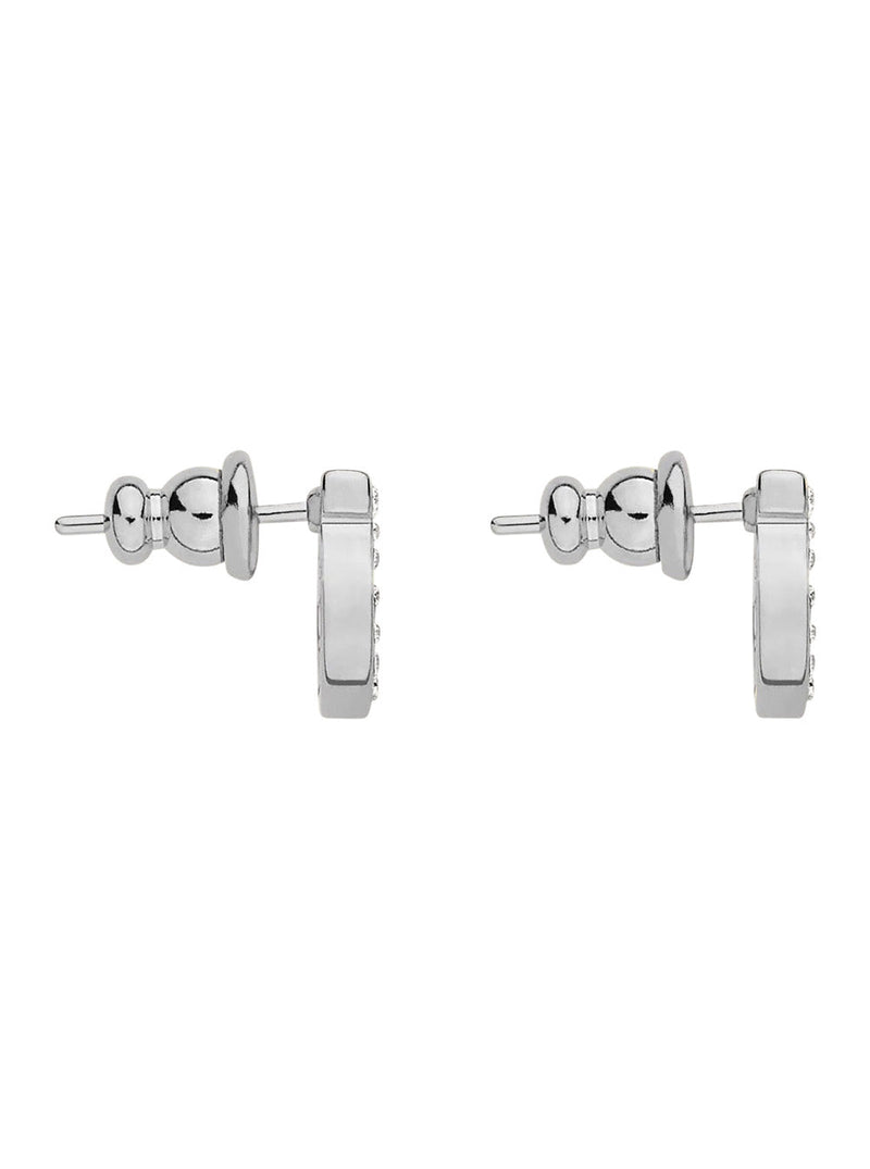 Ferragamo Rhinestone-Embellished Earrings — Silver Brass