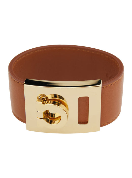 Ferragamo Gancini Bracelet — Brown Lamb Leather Bracelets