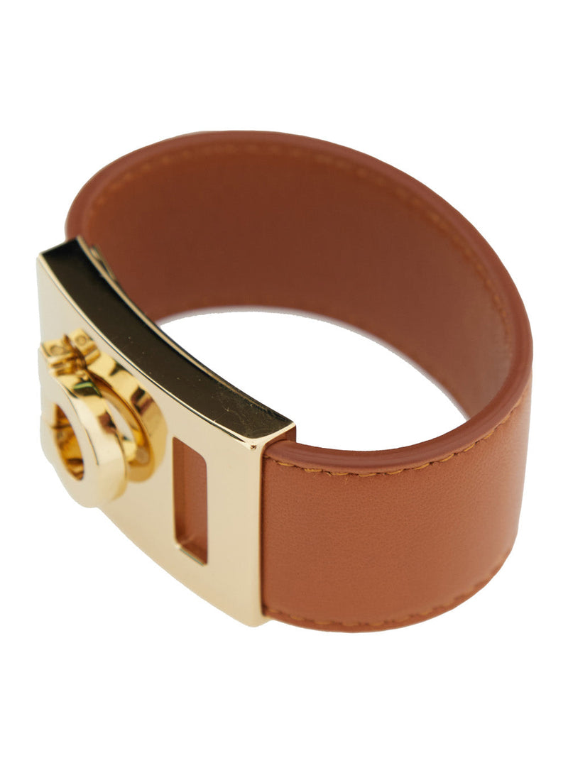 Ferragamo Gancini Bracelet — Brown Lamb Leather Bracelets