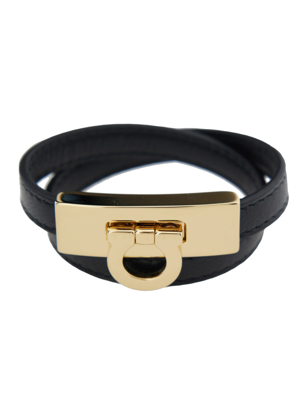 Ferragamo Gancini Bracelet — Black Lamb Leather Bracelets