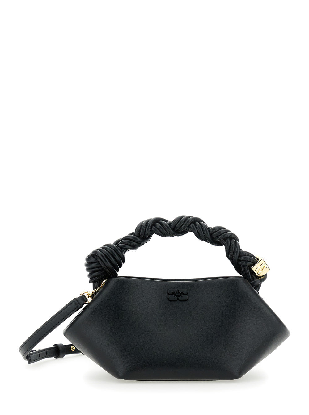 Ganni Bou Top Handle Bag — Black Recycled Leather