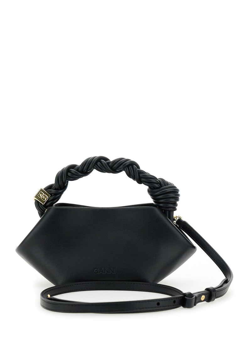 Ganni Bou Top Handle Bag — Black Recycled Leather