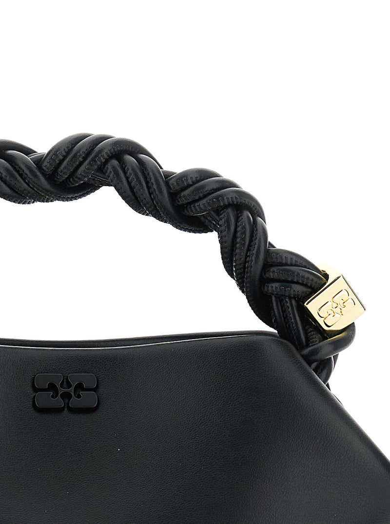 Ganni Bou Top Handle Bag — Black Recycled Leather