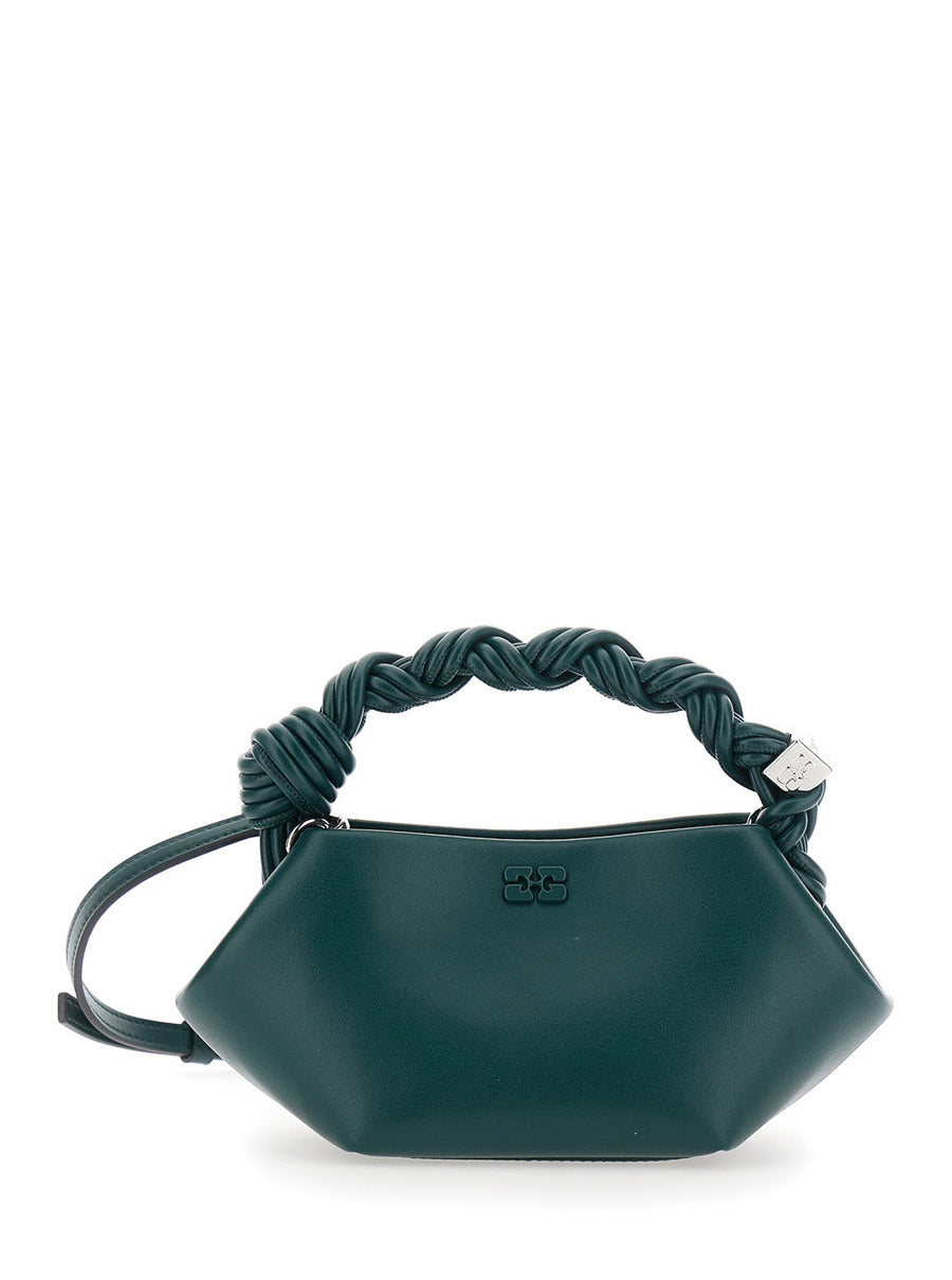 Ganni Top Handle Bag — Green Leather