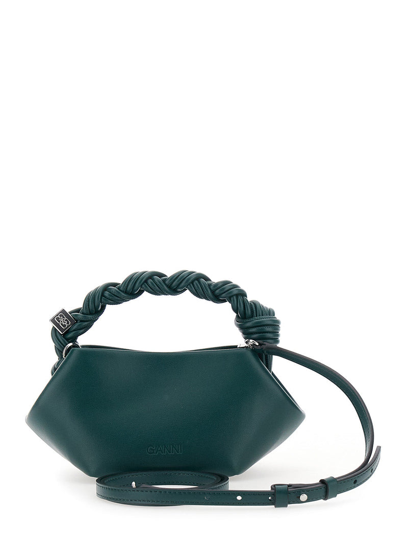 Ganni Top Handle Bag — Green Leather
