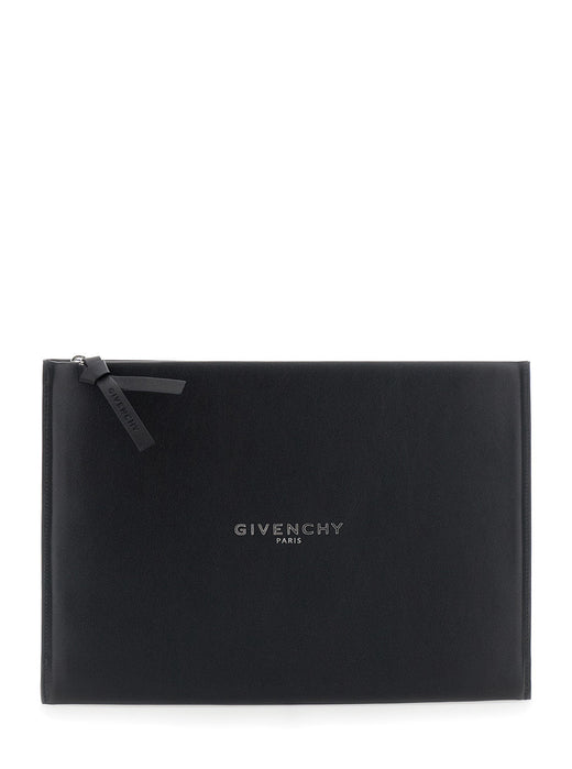 Givenchy Antigona Clutch — Black Leather And Tech Fabric