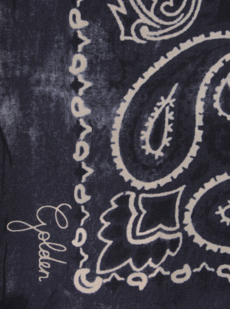 Golden Goose Paisley-Printed Silk Scarf — Navy Scarfs