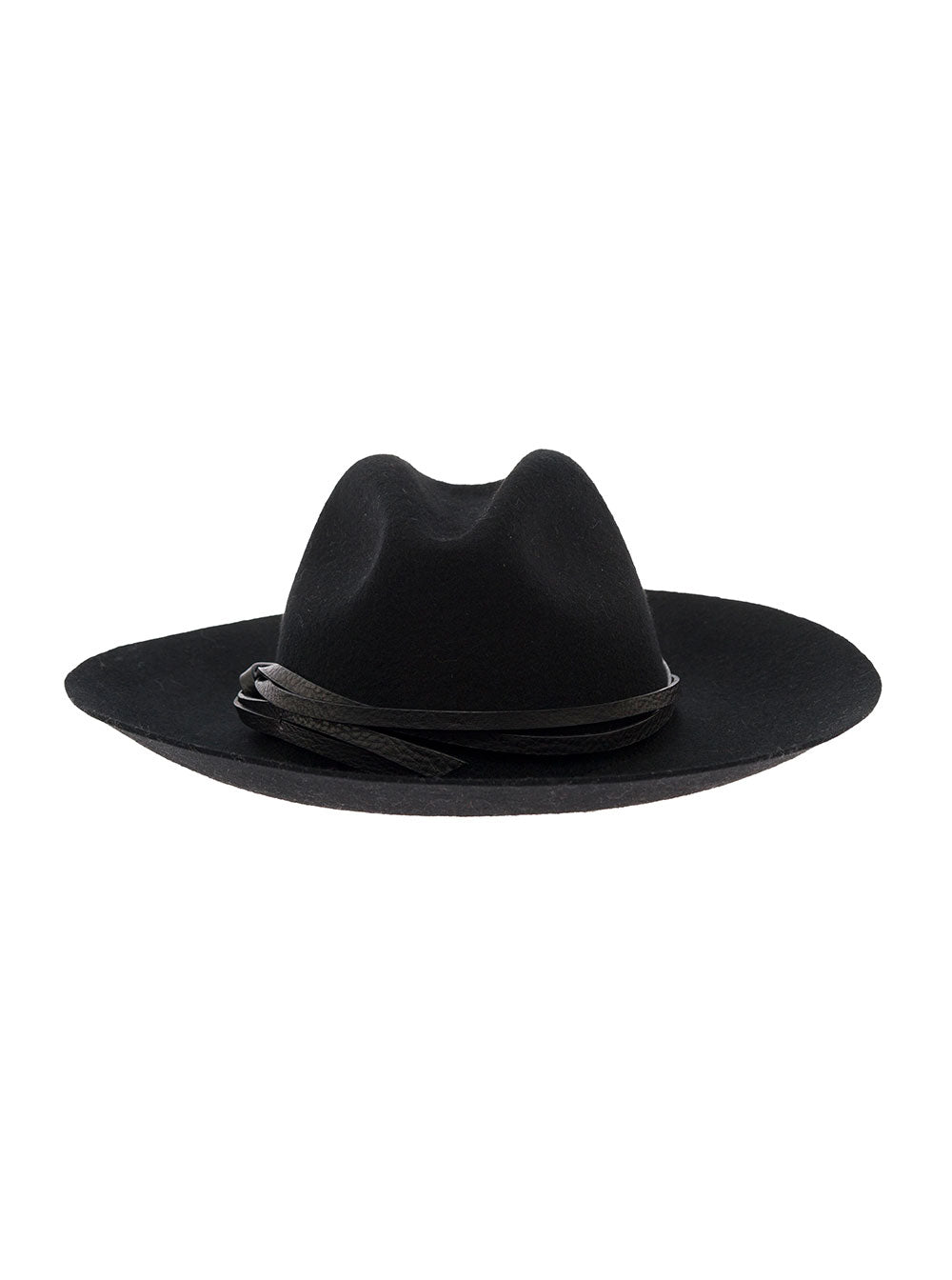 Golden Goose Gup01079 Wool Felt With Leather Straps Fedora — Black Fedoras