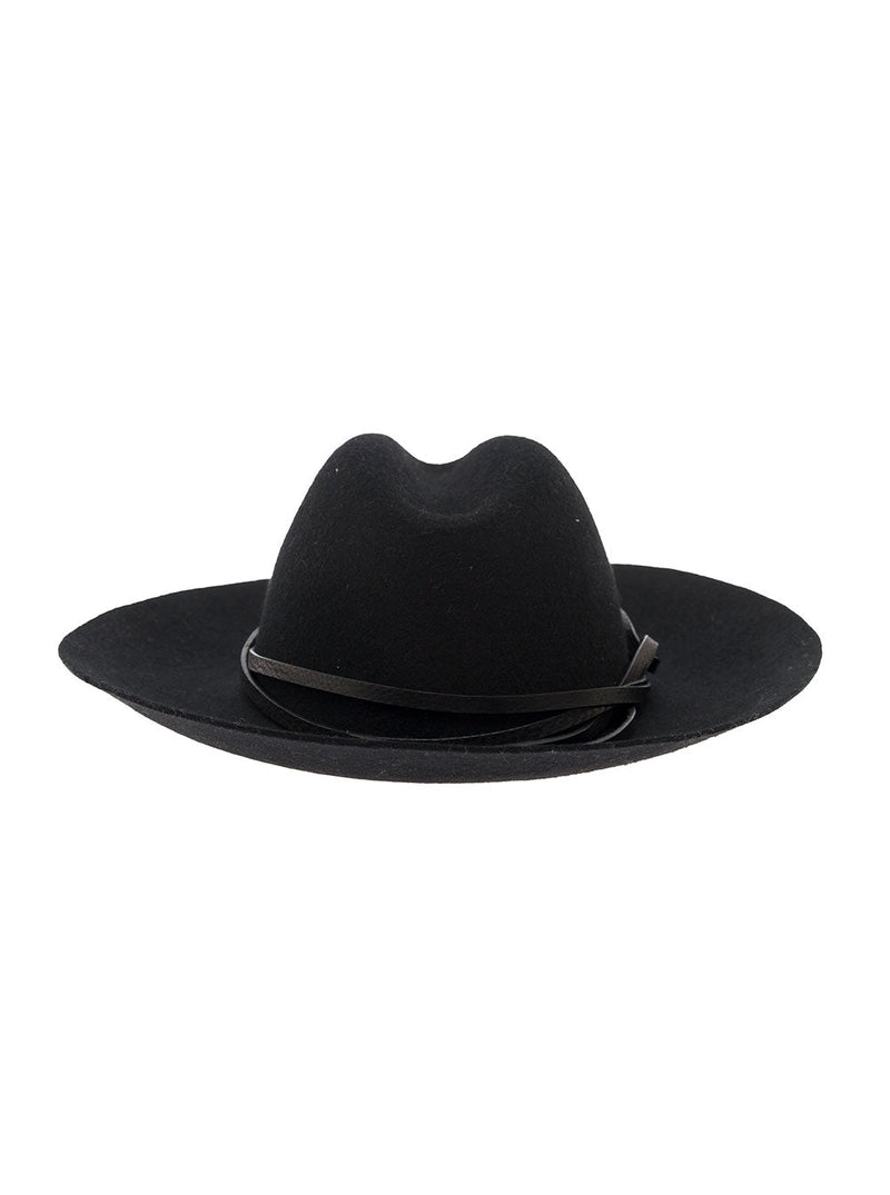 Golden Goose Gup01079 Wool Felt With Leather Straps Fedora — Black Fedoras