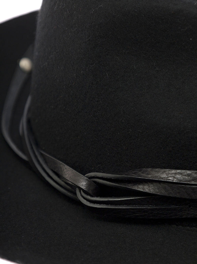 Golden Goose Gup01079 Wool Felt With Leather Straps Fedora — Black Fedoras