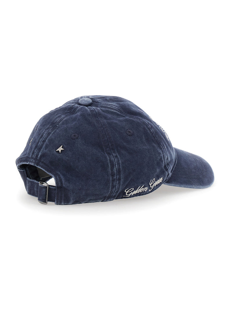 Golden Goose Gup02837p Logo-Embroidered Cotton Baseball Cap — Blue Caps