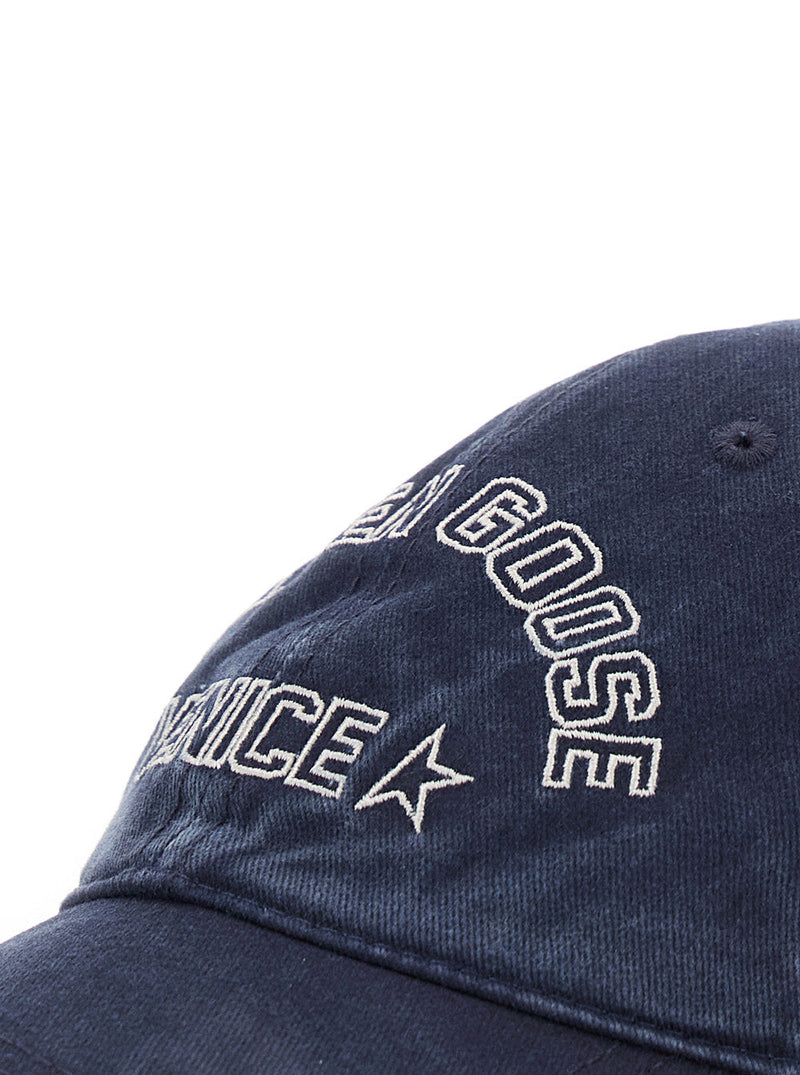 Golden Goose Gup02837p Logo-Embroidered Cotton Baseball Cap — Blue Caps