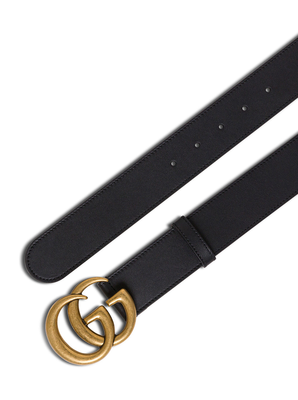 Gucci Gg Logo Buckle Belt — Black Calf Leather