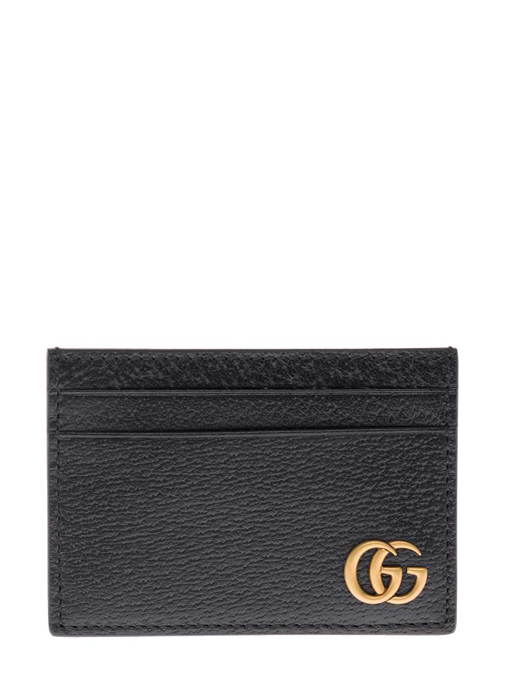 Gucci Gg Metal Plaque Card Case — Black Calfskin Cases