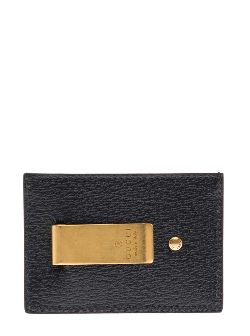 Gucci Gg Metal Plaque Card Case — Black Calfskin Cases