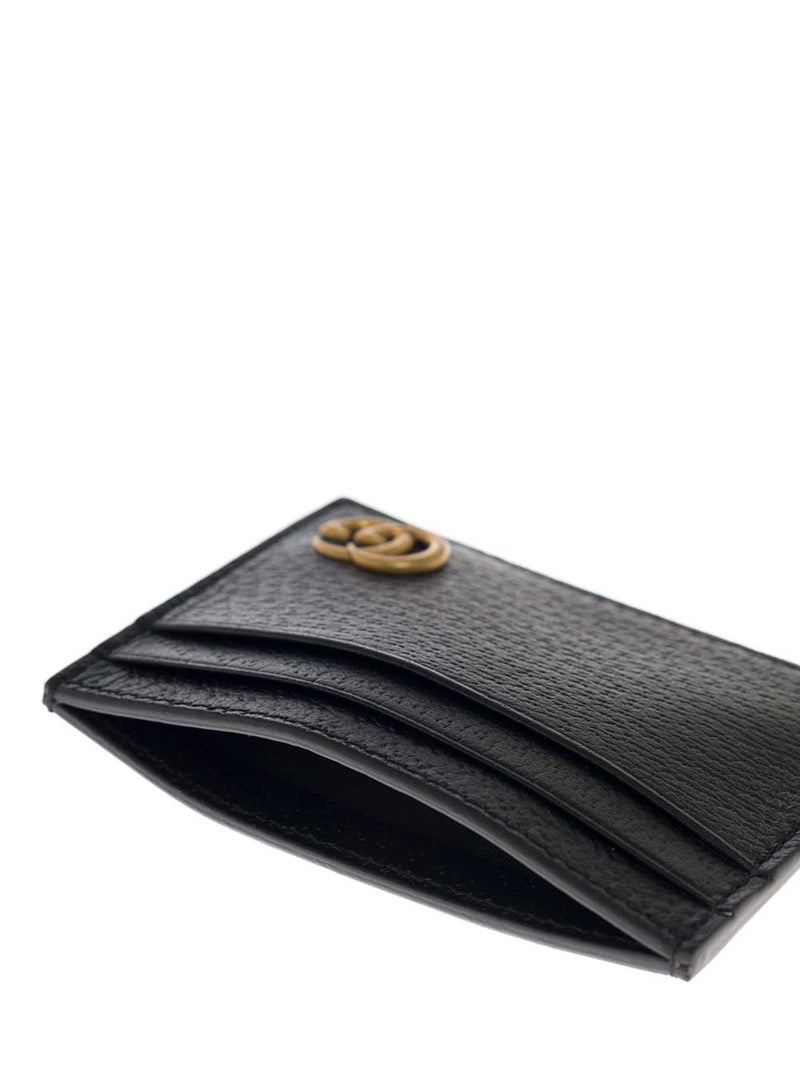 Gucci Gg Metal Plaque Card Case — Black Calfskin Cases