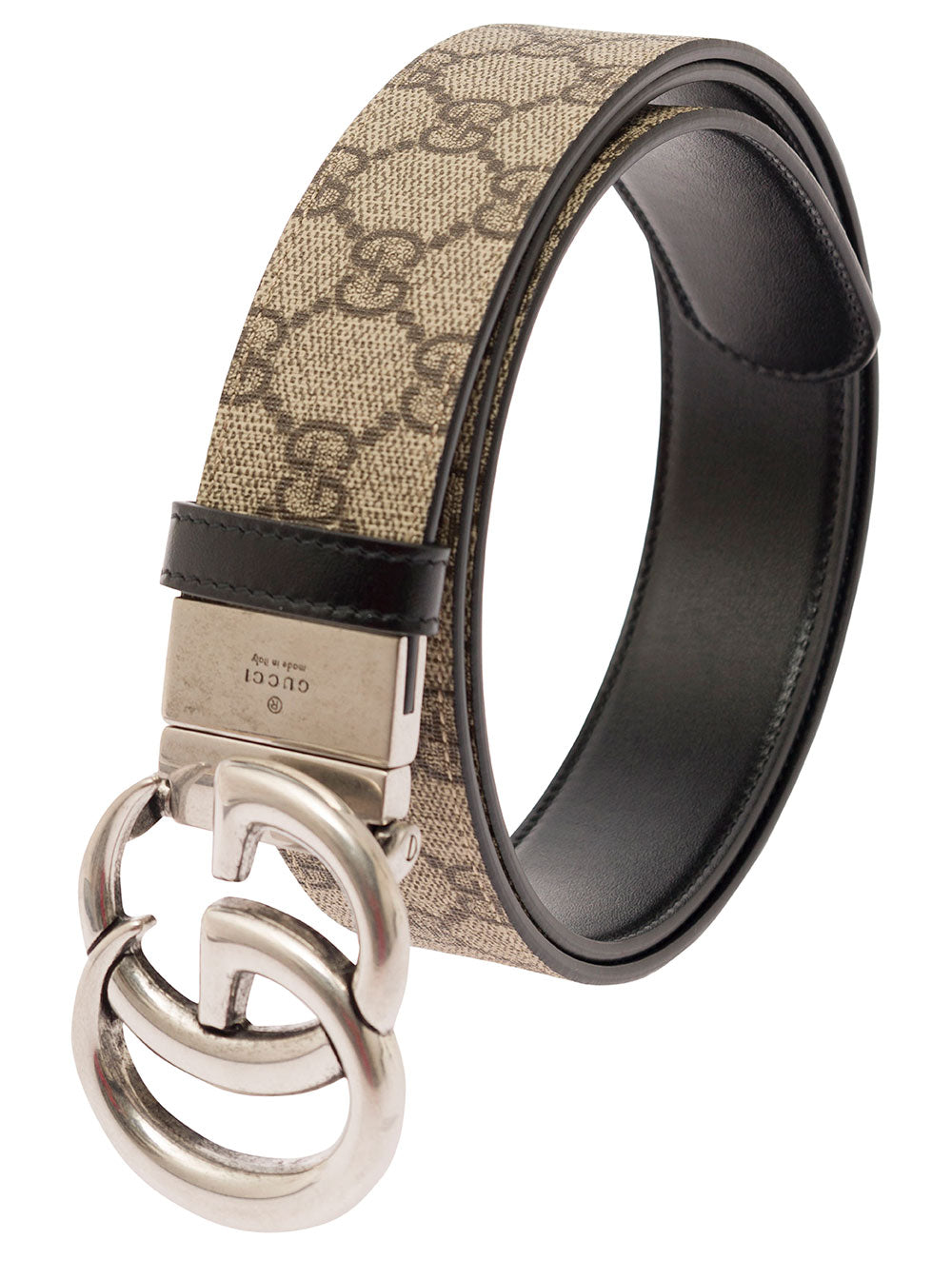 Gucci Reversible Double G Belt — Beige Gg Supreme Fabric And Leather
