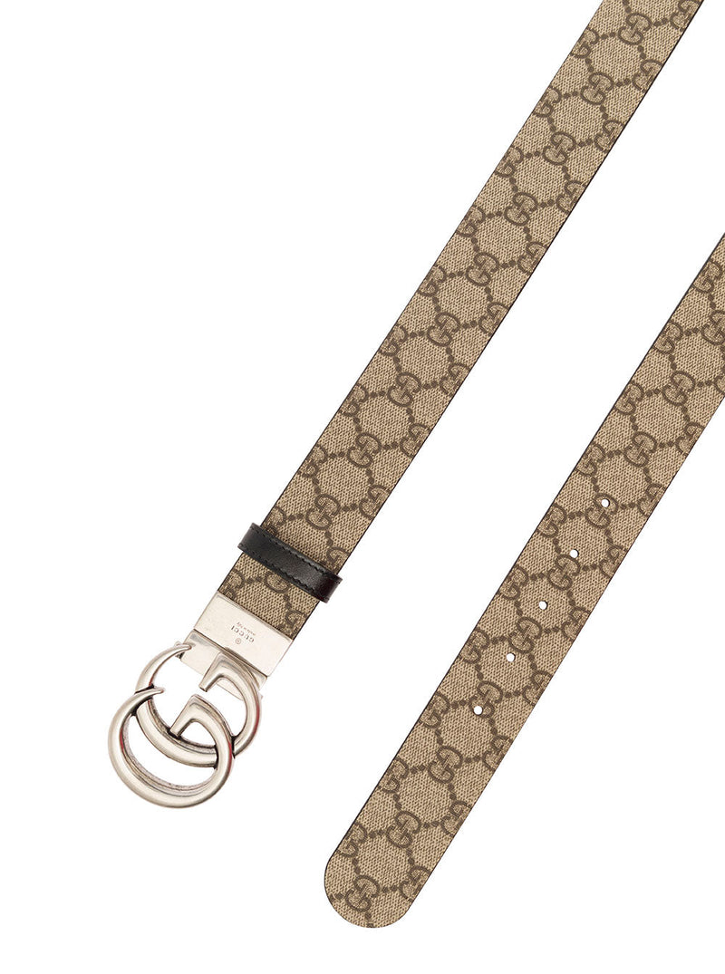 Gucci Reversible Double G Belt — Beige Gg Supreme Fabric And Leather