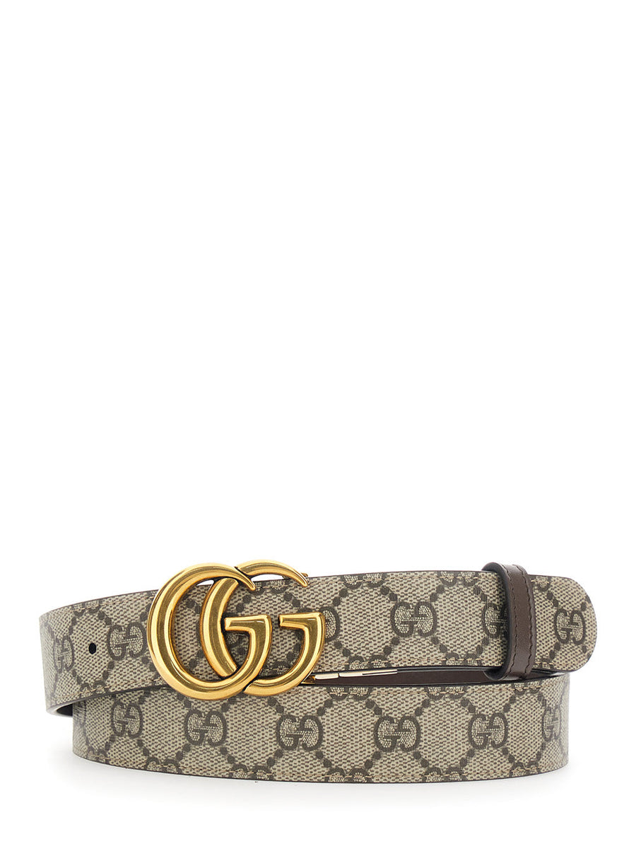 Gucci Gg Supreme Reversible Belt — Brown Polyurethane
