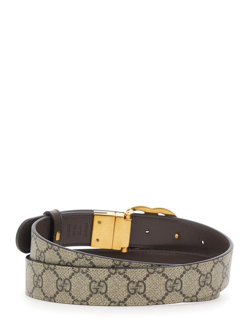 Gucci Gg Supreme Reversible Belt — Brown Polyurethane