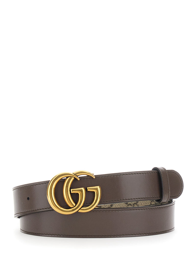 Gucci Gg Supreme Reversible Belt — Brown Polyurethane