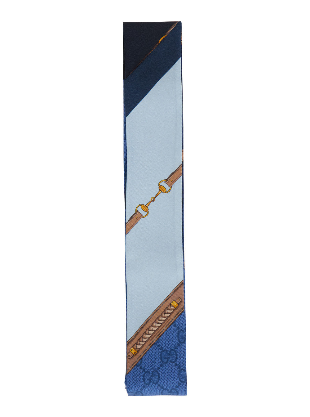 Gucci Silk All-Over Gg Print Scarf — Blue Scarfs
