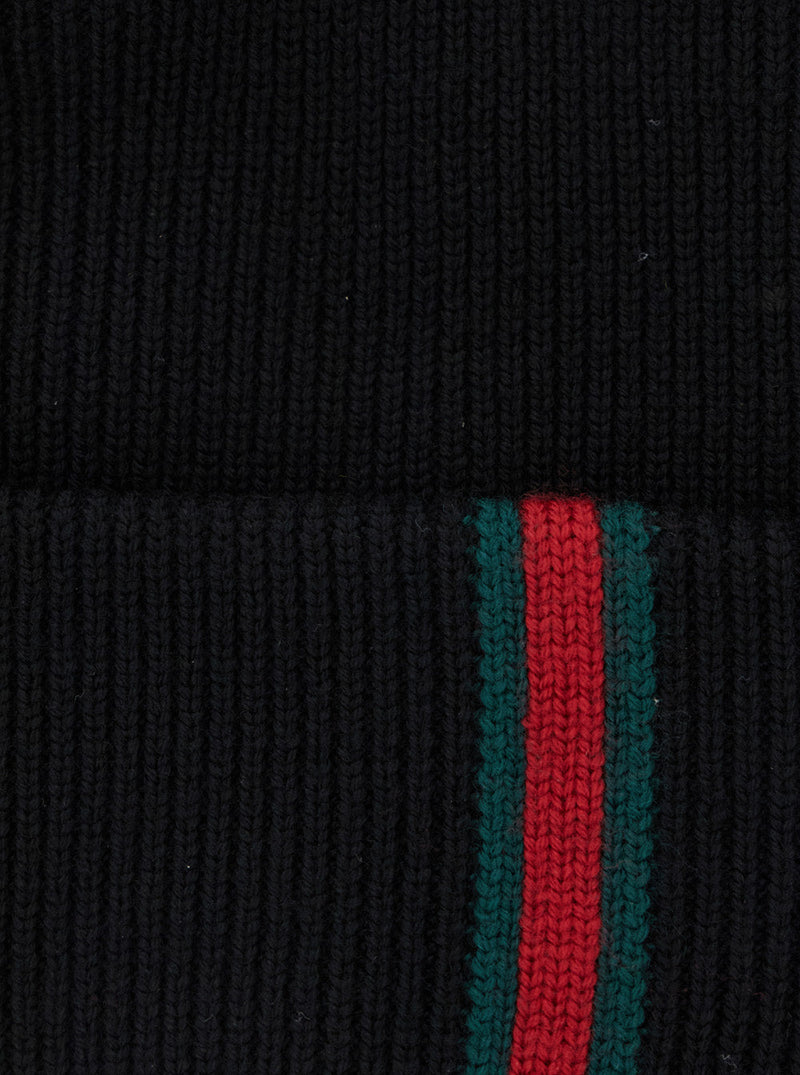 Gucci 834192 Wool Ribbed Knit Beanie — Black Beanies