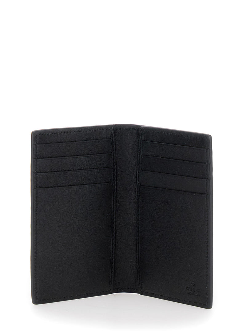 Gucci Gg Hammered Leather Wallet — Black Calf