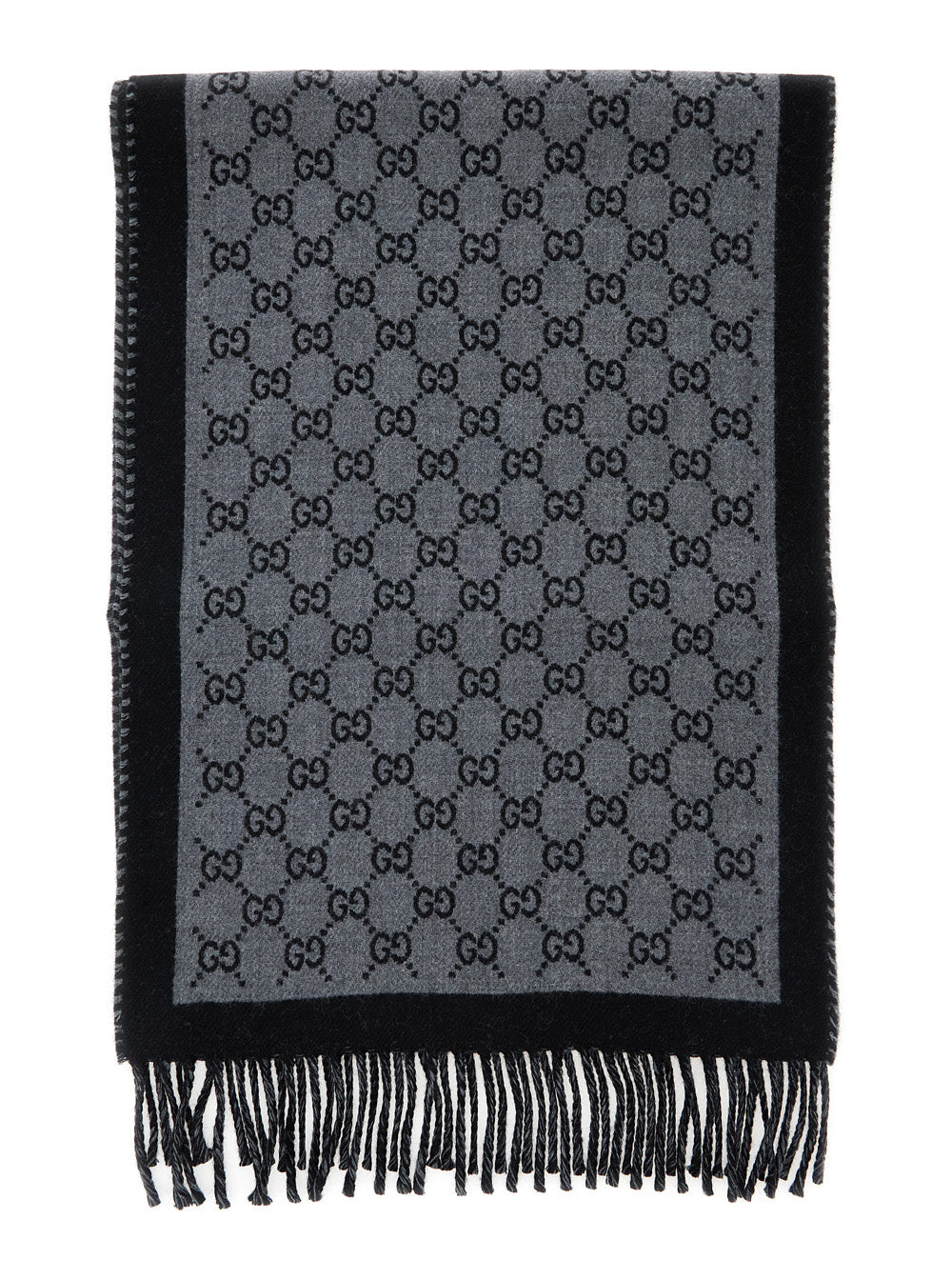 Gucci Gg Wool Jacquard Scarf — Grey Scarfs
