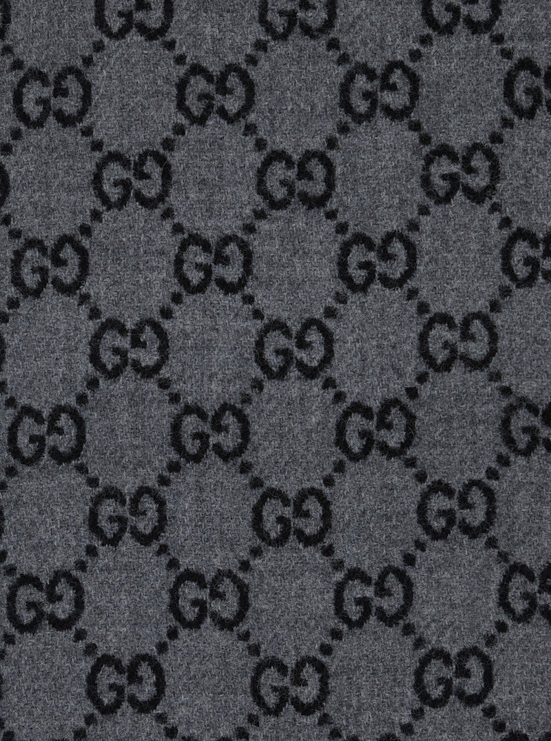 Gucci Gg Wool Jacquard Scarf — Grey Scarfs