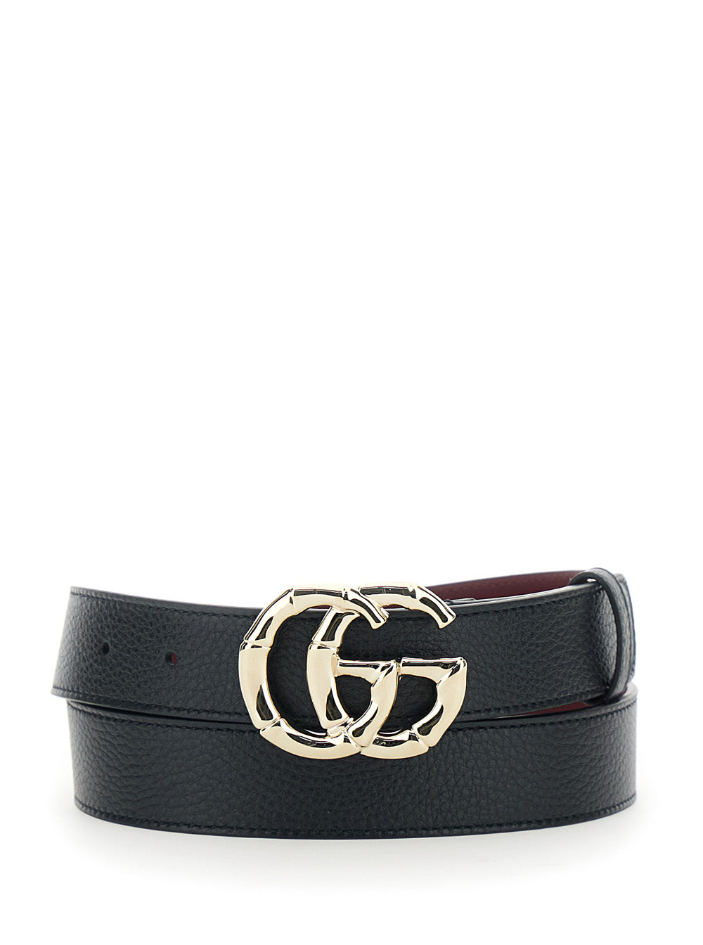 Gucci Interlocking Gg Buckle Calf Belt — Black Leather