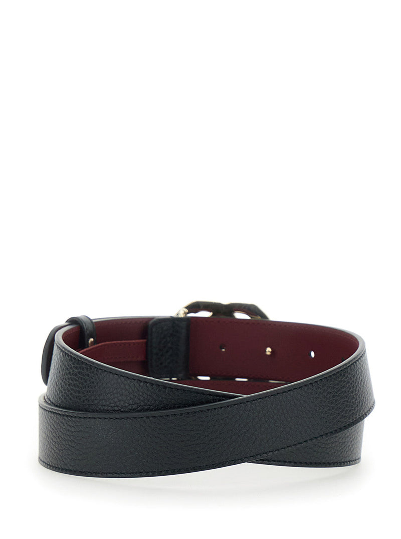 Gucci Interlocking Gg Buckle Calf Belt — Black Leather