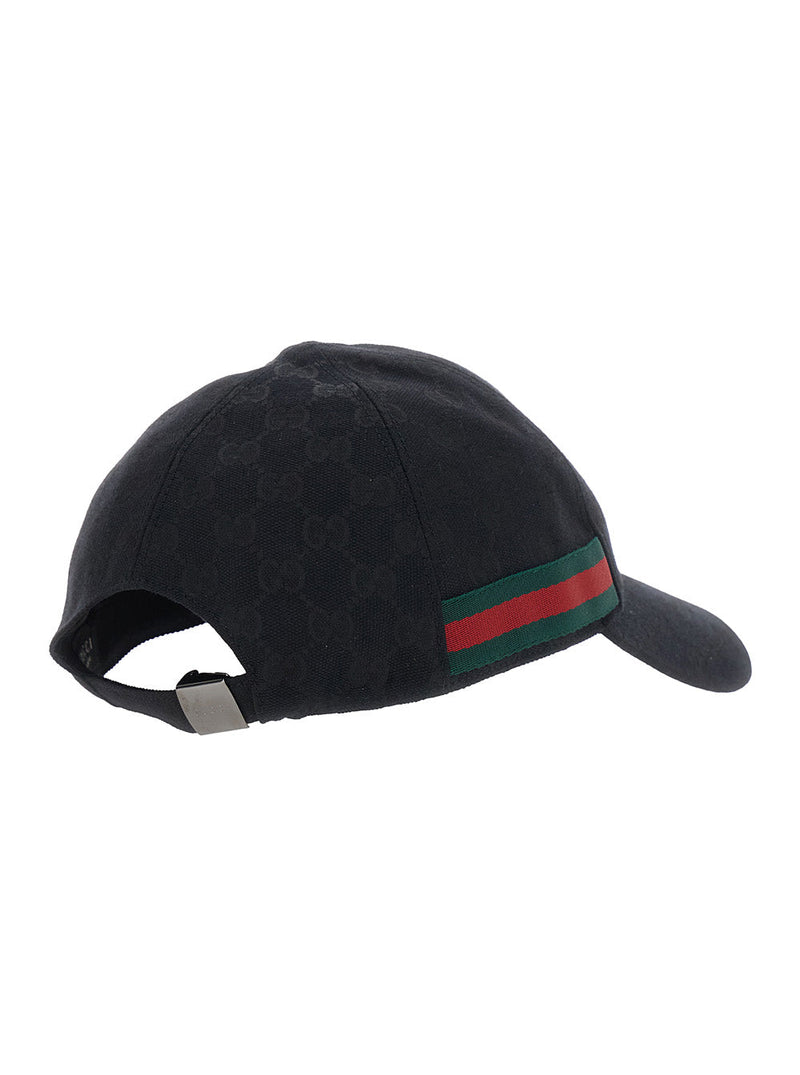 Gucci 872632 Gg Canvas Web-Trimmed Baseball Cap — Black Caps