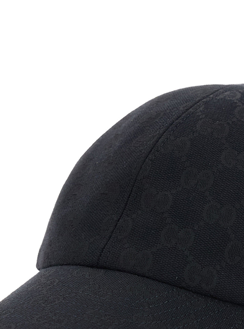 Gucci 872632 Gg Canvas Web-Trimmed Baseball Cap — Black Caps