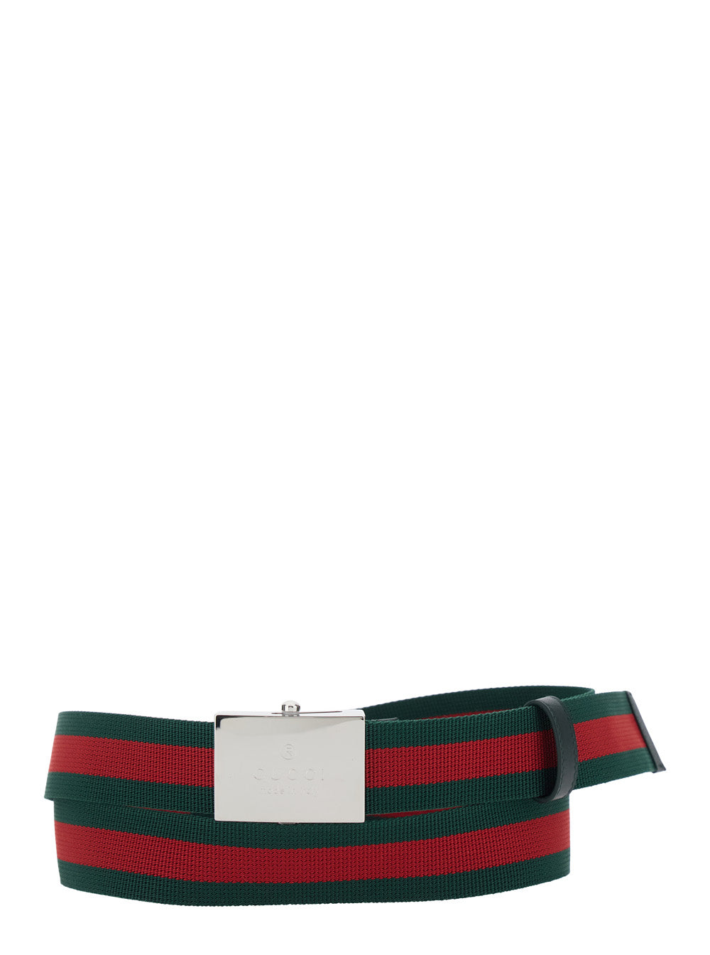 Gucci Web Striped Canvas Belt — Green